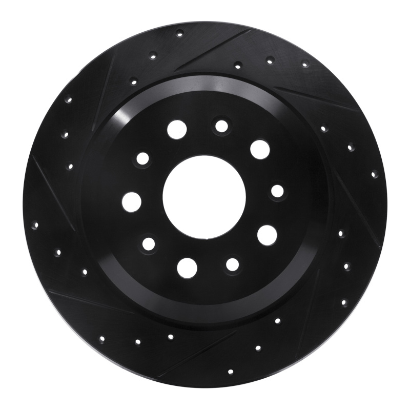 Jeep Wrangler Brake Rotor (1) - Rear Left - R1 Concepts - Drilled & Slotted - Black - `18-`25